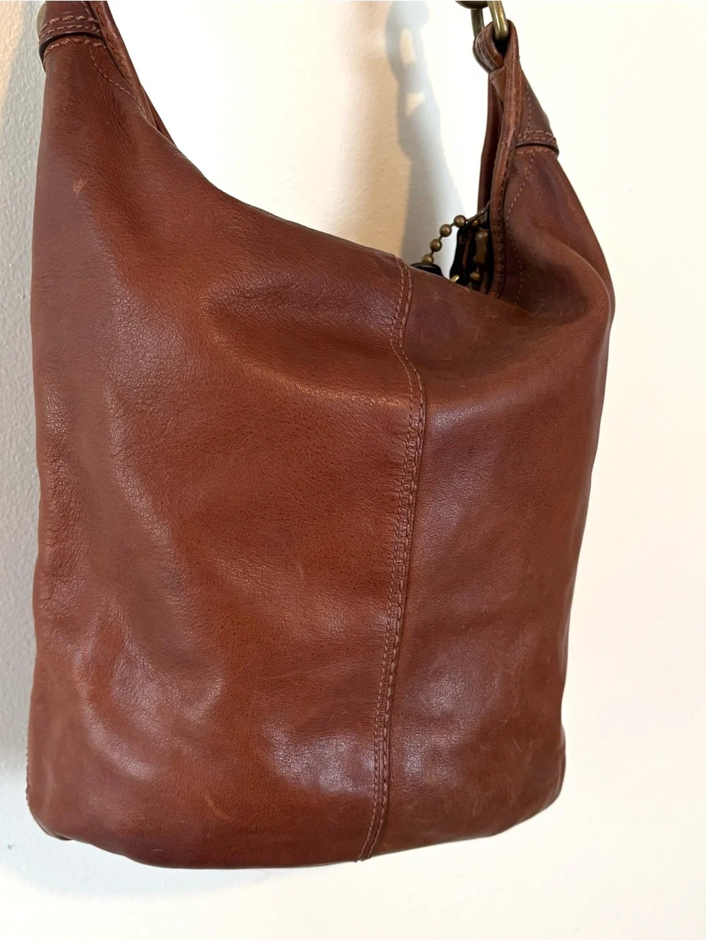 Vintage Coach 2007 XL Bleecker duffle leather tattersall whipstitch bag